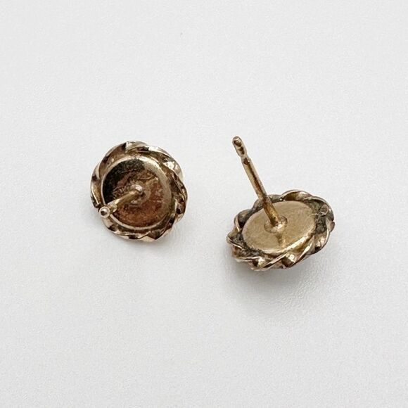 Vintage Round Opal Earrings Gold Tone Braided Studs - Picture 4 of 4